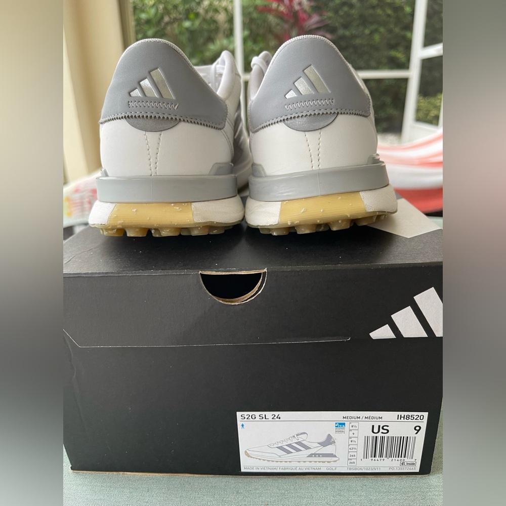 Adidas Men’s S2G SL 24 Spikeless Golf Shoes US Sz. 9 White/Silver - Picture 4 of 11